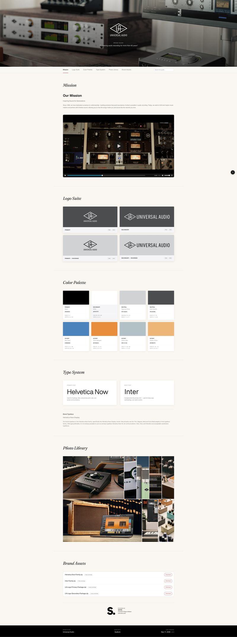 Photo-Led template — Universal Audio brand guide